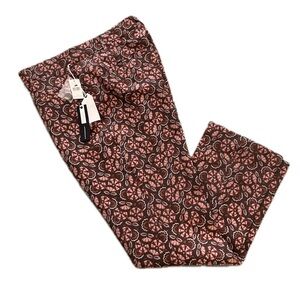 Anthropologie Brown and Red Floral Trousers